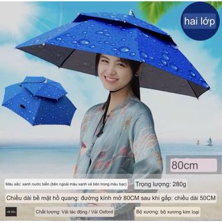 Mũ Ô Đội Đầu 2 Tầng Che Nắng Mưa, Câu Cá, Dã Ngoại
