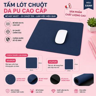 Tấm Lót Chuột Da PU Kích Thước 27x21cm , 30x30cm