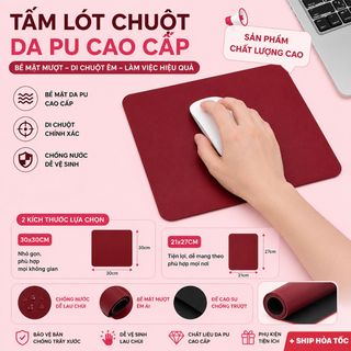 Tấm Lót Chuột Da PU Kích Thước 27x21cm , 30x30cm
