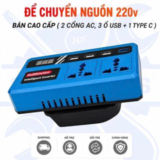 Bộ đế chuyển đổi nguồn 18-21V lên điện 220V,Chân Pin Phổ Thông Makita 4cm,Sạc nhanh điện áp 250W, Inverter chuẩn 220V