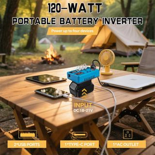 Bộ đế chuyển đổi nguồn 18-21V lên điện 220V,Chân Pin Phổ Thông Makita 4cm,Sạc nhanh điện áp 250W, Inverter chuẩn 220V