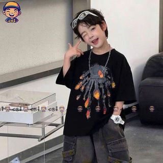 Set áo cotton đen mix quần Jean đen túi hộp cho bé trai Soikid344