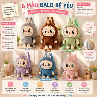 BALO NHỒI BÔNG HOẠT HÌNH LABUBU SIZE 38CM – SIÊU MỀM MỊN, CỰC ĐÁNG YÊU