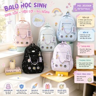 🎒 BALO ĐI HỌC THỜI TRANG A30208 – NHIỀU NGĂN, TẶNG PHỤ KIỆN XINH XẮN
