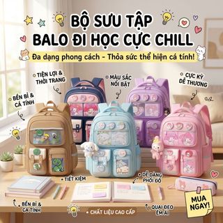 BALO HỌC SINH CHỐNG GÙ A8185 – FORM ĐẸP, ĐỰNG SÁCH THOẢI MÁI, TẶNG KÈM PHỤ KIỆN - PIPI STORE