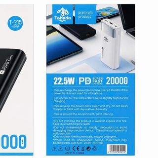 PIN SẠC DỰ PHÒNG CHÍNH HÃNG TAHADA T-215 20.000MAH SẠC NHANH 22.5W < B >