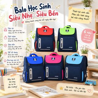 🎒 BALO GẤU CHỐNG GÙ CHỐNG NƯỚC DẠ QUANG WH262 – SIÊU NHẸ CHO BÉ TIỂU HỌC
