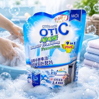 [ TÚI 2.4KG ] Nước Giặt Xả Liquid Washing Premium, Dung Tích 2.400Ml ( 2.4Kg ) Chiết Xuất Từ Thiên Nhiên, Công Nghệ Hàn Quấc, Lưu Hương Nước Hoa 72H, Tiết Kiệm, Mềm Vải