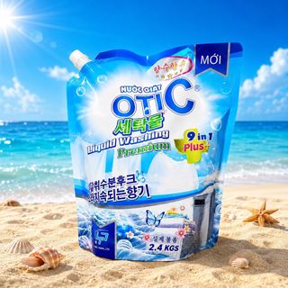 [ TÚI 2.4KG ] Nước Giặt Xả Liquid Washing Premium, Dung Tích 2.400Ml ( 2.4Kg ) Chiết Xuất Từ Thiên Nhiên, Công Nghệ Hàn Quấc, Lưu Hương Nước Hoa 72H, Tiết Kiệm, Mềm Vải