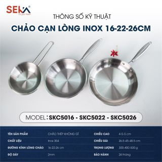 Chảo inox Seka nông lòng size 16cm