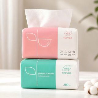 Khăn Giấy Ăn Rút Khô 3 Màu Top Gia 300 Tờ Full Vat