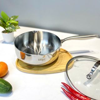 Chảo inox nano nhiệt lạnh sâu lòng Seka SK6024 Size 24cm kèm vung