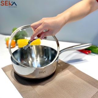 Chảo inox nano nhiệt lạnh sâu lòng Seka SK6024 Size 24cm kèm vung