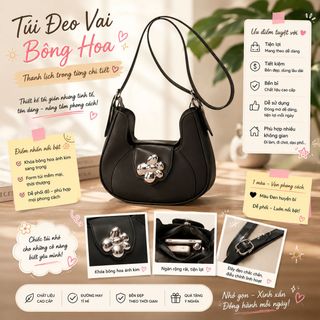 TÚI XÁCH DÁNG BẦU KÈM HOA W642 – NHỎ GỌN, SANG XỊN, CHUẨN NÀNG HIỆN ĐẠI - WINNIE HOUSE