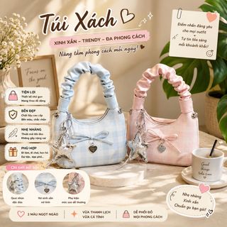 TÚI XÁCH XẾP LY QUAI RÚM, TẶNG MÓC KHÓA NGÔI SAO W765 - WINNIE HOUSE