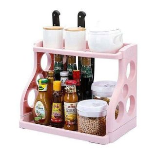 KỆ GIA VỊ BẰNG NHỰA 2 TẦNG KÈM CẮM DAO (T30)