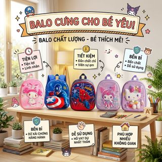 BALO MẦM NON HOẠT HÌNH NỔI A991 – NHỎ XINH, ĐÁNG YÊU CHO BÉ