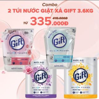 (1 thùng ) Nước giặt Gift 3.6kg.Tích hợp hương nước hoa pháp và công nghệ Nano bạc khử mùi