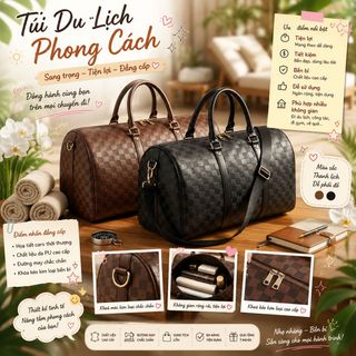 TÚI DU LỊCH DA PU Ô TRÁM CỠ LỚN SANG TRỌNG, ĐA NĂNG KÈM DÂY ĐEO CHÉO W771 - WINNIE HOUSE