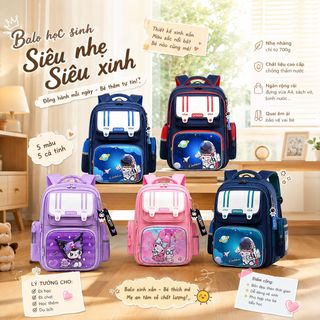 BALO HỌC SINH CHỐNG NƯỚC CHỐNG GÙ CHO BÉ YÊU - THOẢI MÁI, AN TOÀN, ĐẸP MẮT WH662 - LS22
