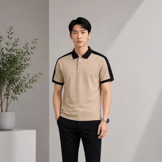 áo kem polo phối đen hot nhất hiện nay