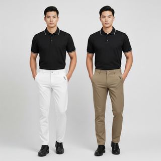Quần Golf dài, vải xi mè.