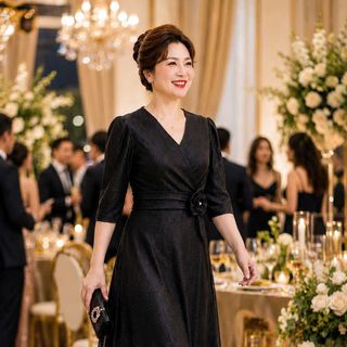Đầm maxi trung niên dự tiệc sang trọng vải nhũ mịn kết hoa thủ công, kết ngọc trai, bigsize M823