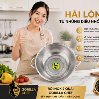 RỔ INOX 2 QUAI 22,5cm GORILLA CHEF (T100)