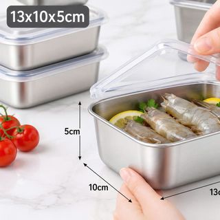 KHAY INOX ĐỰNG THỰC PHẨM CÓ NẮP LOẠI NHỎ 13x10x5cm (T300)