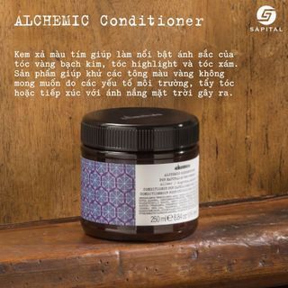 Dầu xả tím Davines ALCHEMIC Conditioner Silver - Khử vàng cho tóc tẩy sáng, Hỗ trợ dưỡng tóc