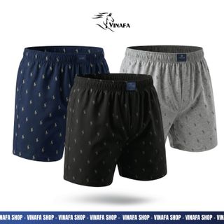 Quần đùi cotton in VINAFA họa tiết , quần đùi nam mặc nhà thấm hút tốt cho nam QD19