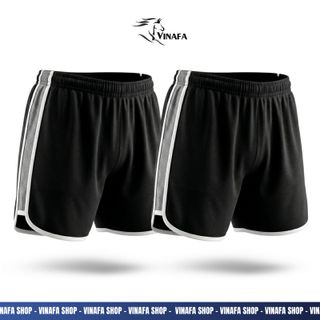 Quần đùi lưới nam VINAFA mặc nhà form thoải mái, Quần đùi cotton trơn mặc ngủ QĐ12