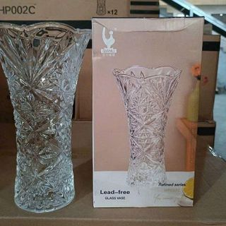 BÌNH CẮM HOA THUỶ TINH 23cm HOẠ TIẾT HP002C (T12)