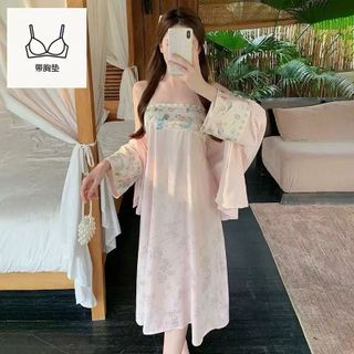 Set Váy Ngủ Lụa Hai Dây Kiểu Trung Quốc Tỷ Tỷ