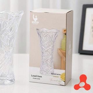 BÌNH CẮM HOA THUỶ TINH 23cm HOẠ TIẾT HP002C (T12)