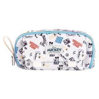 Hộp Bút Disney Mickey Màu Xanh Họa Tiết Comic - Bóp Đựng Bút Học Sinh Nhiều Ngăn Có Quai Cầm Tiện Lợi