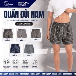 Quần đùi Nam cotton co giãn mặc nhà thoáng mát, Quần đùi nam họa tiết thoáng mát Q14