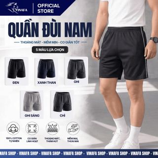 Quần Đùi Nam VINAFA Cotton Thoáng Mát, Form Rộng từ 50-90kg QD13
