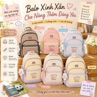 🎒 BALO LOVE CHẤM BI CARO PHỐI REN A1742 – NGỌT NGÀO, SIÊU XINH