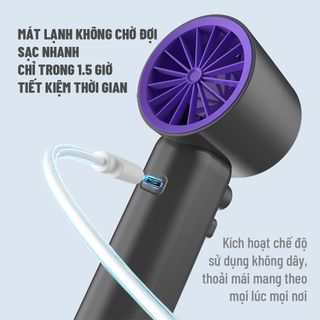 Quạt Cầm Tay Mini Tanaka FL16 Pin 4000mAh Siêu Khủng - 100 Cấp Độ Gió, Nút Tản Nhiệt Làm Lạnh Nhanh