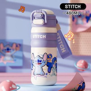 Bình Giữ Nhiệt Disney Inox 316 Cao Cấp 480ml H15077- Bình Nước Học Sinh Lõi Thép 6 Lớp Khóa Nhiệt 12H Có Quai Đeo