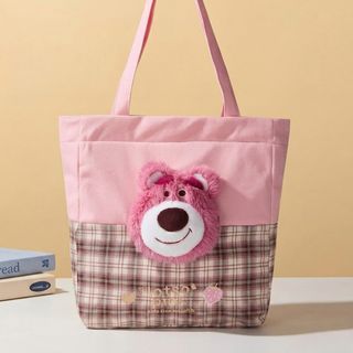 Túi xách thời trang Disney Gấu Lotso B22209-T3 Túi Tote Vải Canvas Phối Sọc Caro Đựng Đồ Đa Năng Cho Nữ