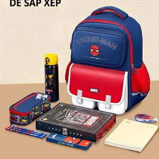 Balo Học Sinh Cấp 1 Cấp 2 Marvel Spider-Man Cao Cấp - Balo Chống Gù Lưới Tổ Ong 3D Chống Thấm Nước Phản Quang An Toàn