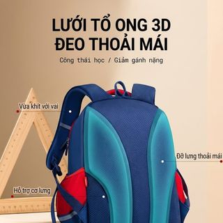 Balo Học Sinh Cấp 1 Cấp 2 Marvel Spider-Man Cao Cấp - Balo Chống Gù Lưới Tổ Ong 3D Chống Thấm Nước Phản Quang An Toàn