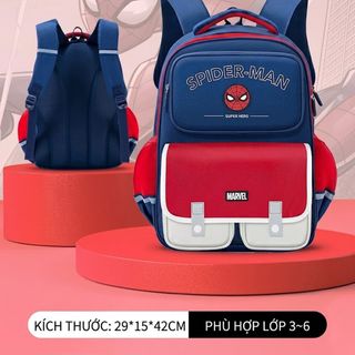 Balo Học Sinh Cấp 1 Cấp 2 Marvel Spider-Man Cao Cấp - Balo Chống Gù Lưới Tổ Ong 3D Chống Thấm Nước Phản Quang An Toàn