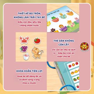 Bộ Học Liệu Bóc Dán Montessori Thông Minh 20 Trang Zuba Toys Tái Sử Dụng Nhiều Lần Cho Bé