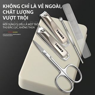 Bộ Bấm Móng Tay Tanaka BMT-01 Cao Cấp 5 Món - Thép Không Gỉ Sắc Bác, Kèm Hộp Đựng Nhỏ Gọn Tiện Lợi
