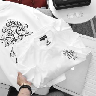 T shirt CHROME Nam.  Chất  Cotton 100% 4c.  Dày Mịn mát. Logo Thêu đắp vải cùng màu.