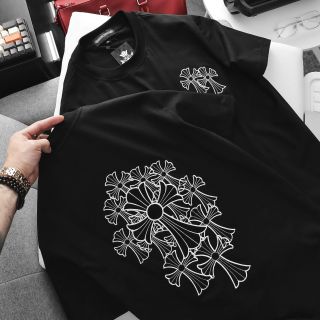T shirt CHROME Nam.  Chất  Cotton 100% 4c.  Dày Mịn mát. Logo Thêu đắp vải cùng màu.