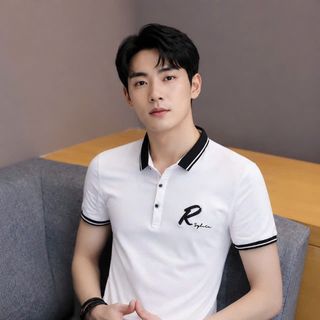 áo nam trắng thêu R chữ ký